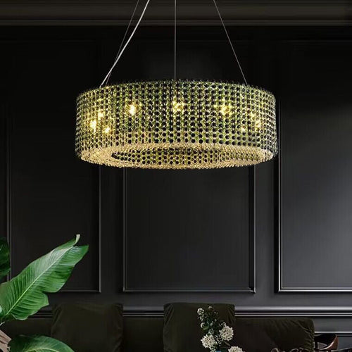 Italian Modern Light Luxury Round Crystal Chandelier Decorative Light Fixture for Living Room/Dining Room