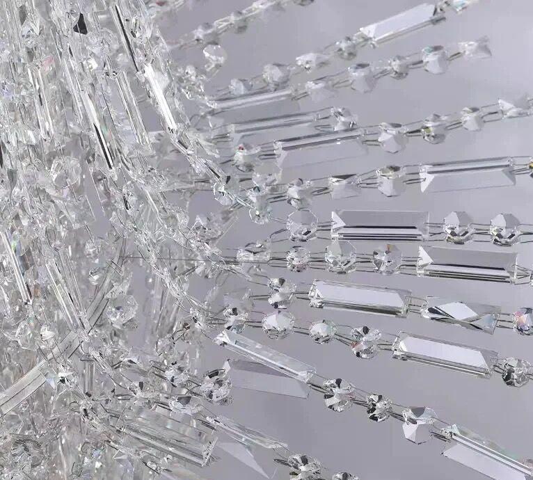 Oversized Silver Crystal Long Ceiling Chandelier Art Designer Column Waterfall Decorative Staircase Light Fixture - Richardrider