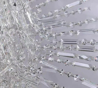 Oversized Silver Crystal Long Ceiling Chandelier Art Designer Column Waterfall Decorative Staircase Light Fixture - Richardrider