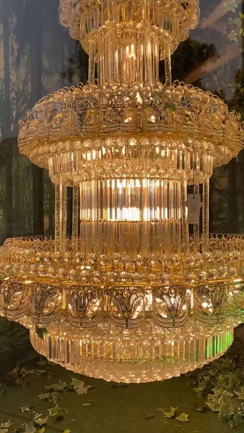 Golden Era Oversized 3-tiered Art Empire Crystal Chandelier Traditional Luxury Foyer/Hallway Ceiling Light Fixture