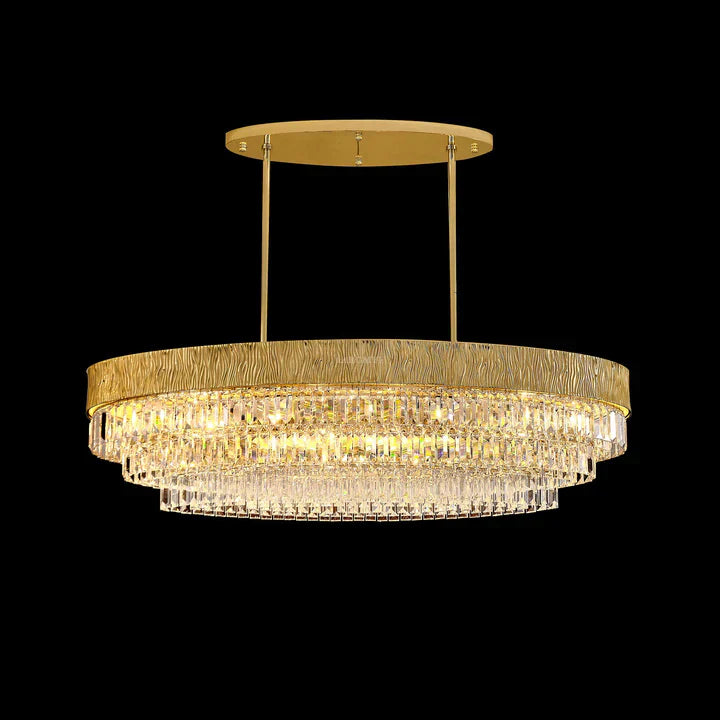 New Modern Gold Round/Oval Light Luxury Ceiling Crystal Chandelier Set for Living Room/Dining Room