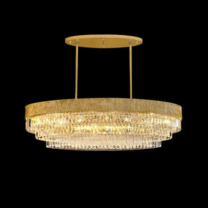 New Modern Gold Round/Oval Light Luxury Ceiling Crystal Chandelier Set for Living Room/Dining Room