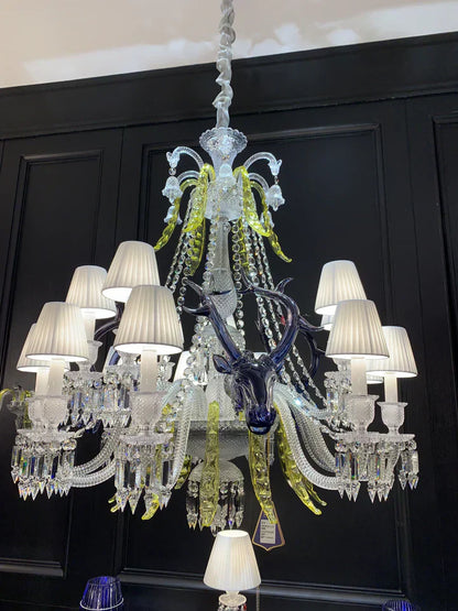 Maria Classic Colorful Candle Branch Blue Deer Crystal Chandelier for Living Room/Dining Room - Richardrider