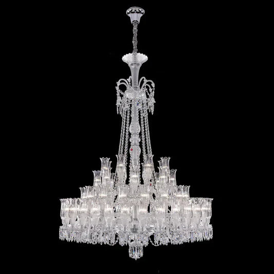 Multi Layer Chrome Crystal Chandelier in French Style with Romantic Branch Flowers for Grand Hallway and Staircase - Richardrider