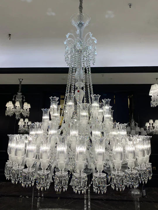 Multi Layer Chrome Crystal Chandelier in French Style with Romantic Branch Flowers for Grand Hallway and Staircase - Richardrider
