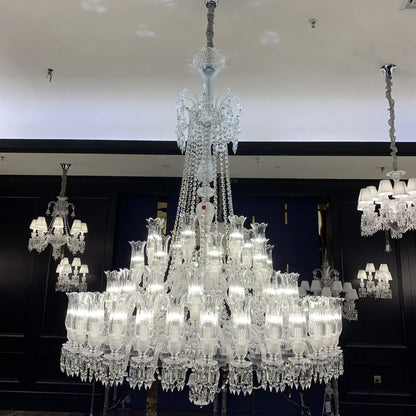 Multi Layer Chrome Crystal Chandelier in French Style with Romantic Branch Flowers for Grand Hallway and Staircase - Richardrider