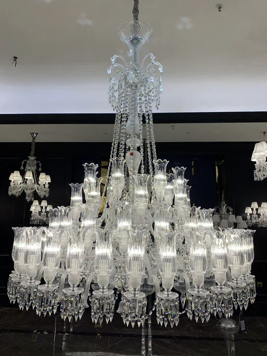 Multi Layer Chrome Crystal Chandelier in French Style with Romantic Branch Flowers for Grand Hallway and Staircase - Richardrider