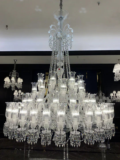 Multi Layer Chrome Crystal Chandelier in French Style with Romantic Branch Flowers for Grand Hallway and Staircase - Richardrider