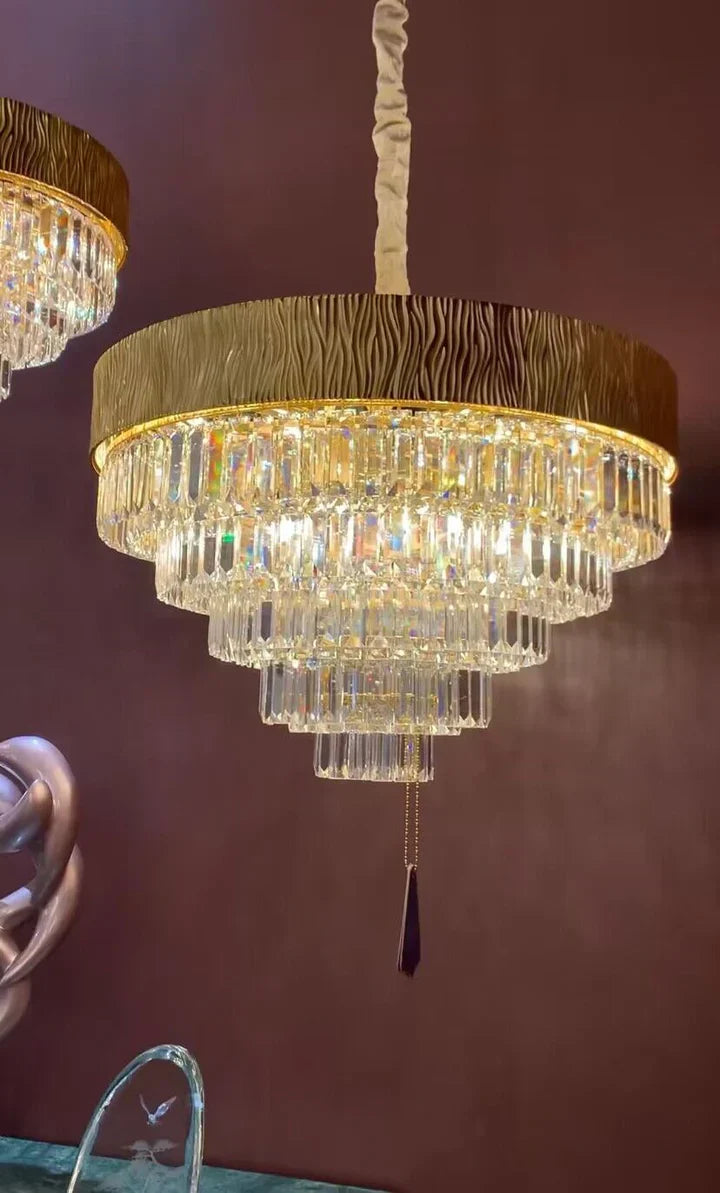 New Modern Gold Round/Oval Light Luxury Ceiling Crystal Chandelier Set for Living Room/Dining Room