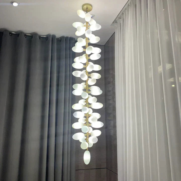 Nordic Art Long Magnolia alba Glass Ceiling Chandelier for Staircase/Hallway/Entryway Light Fixture - Richardrider