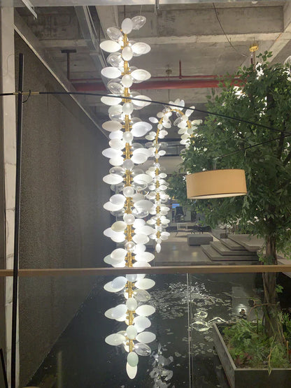 Nordic Art Long Magnolia alba Glass Ceiling Chandelier for Staircase/Hallway/Entryway Light Fixture - Richardrider