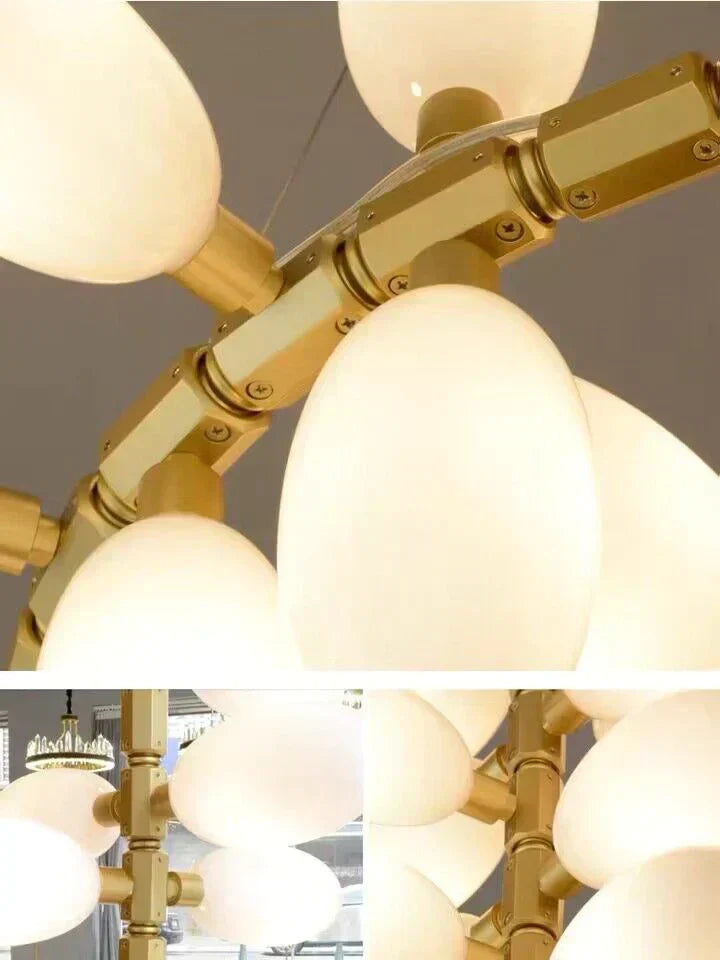 Nordic Art Long Magnolia alba Glass Ceiling Chandelier for Staircase/Hallway/Entryway Light Fixture - Richardrider