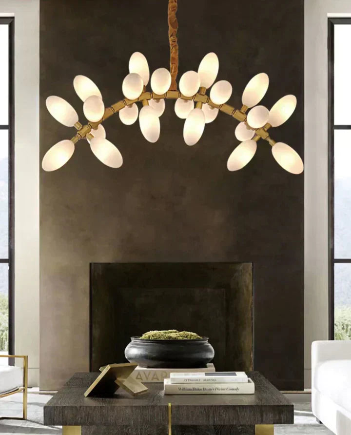 Nordic Art Long Magnolia alba Glass Ceiling Chandelier for Staircase/Hallway/Entryway Light Fixture - Richardrider