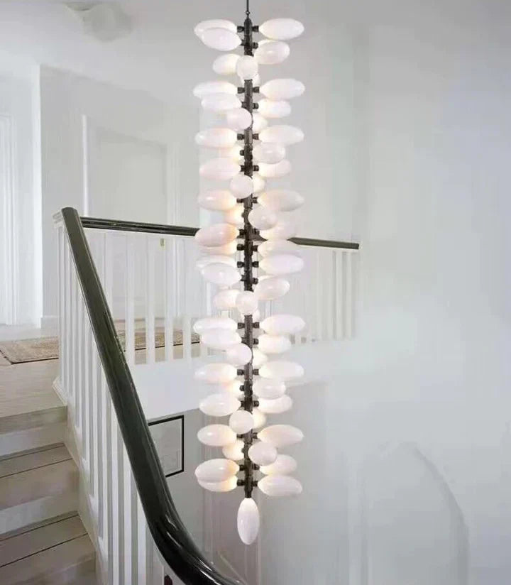 Nordic Art Long Magnolia alba Glass Ceiling Chandelier for Staircase/Hallway/Entryway Light Fixture - Richardrider
