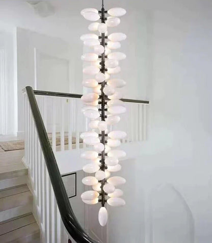 Nordic Art Long Magnolia alba Glass Ceiling Chandelier for Staircase/Hallway/Entryway Light Fixture - Richardrider