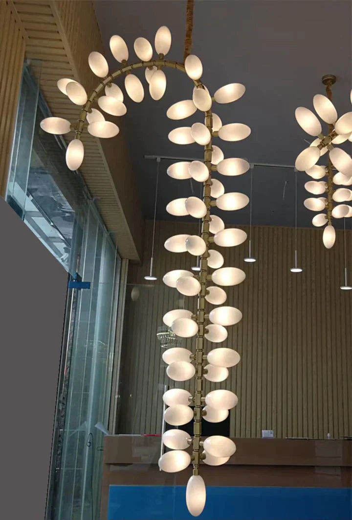 Nordic Art Long Magnolia alba Glass Ceiling Chandelier for Staircase/Hallway/Entryway Light Fixture - Richardrider