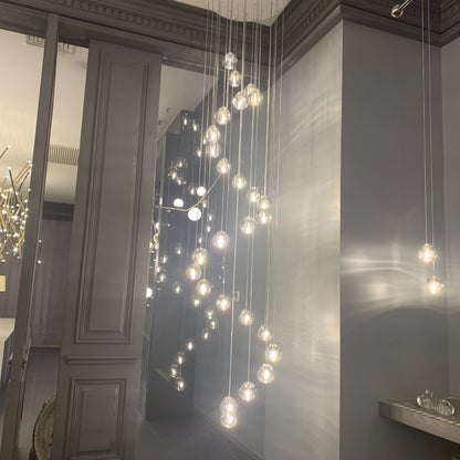 American Cascade Spiral Cherry Crystal Air bubbles Pendant Chandelier for Staircase
