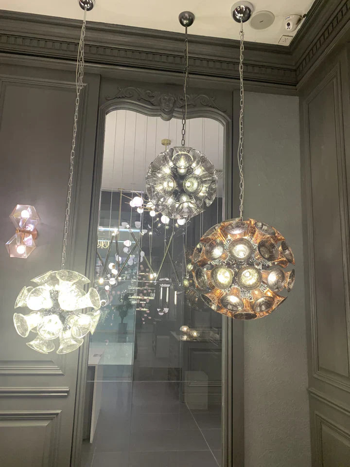 Extra Large Artistic Globe Morning glory Chandelier Modern Designer Chalice Suspension Pendant Light for Dining Room/Coffee Table
