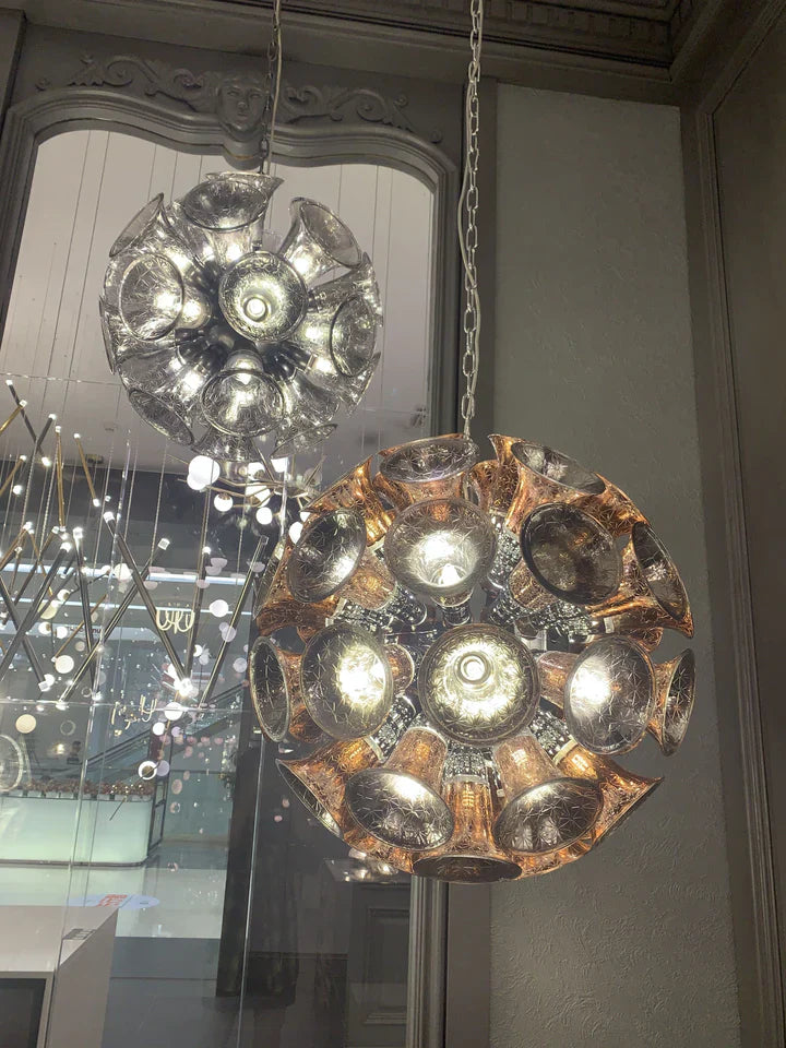 Extra Large Artistic Globe Morning glory Chandelier Modern Designer Chalice Suspension Pendant Light for Dining Room/Coffee Table