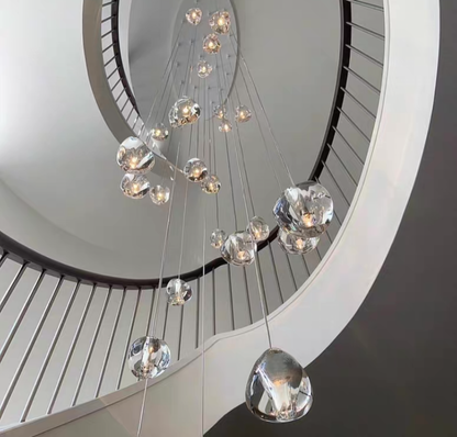 American Cascade Spiral Cherry Crystal Air bubbles Pendant Chandelier for Staircase
