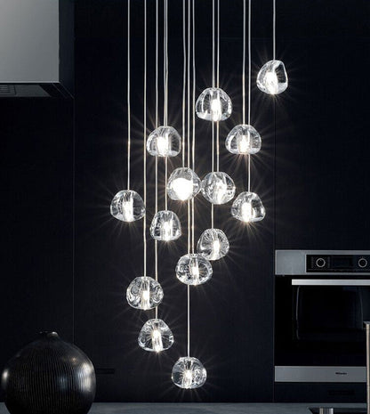 American Cascade Spiral Cherry Crystal Air bubbles Pendant Chandelier for Staircase