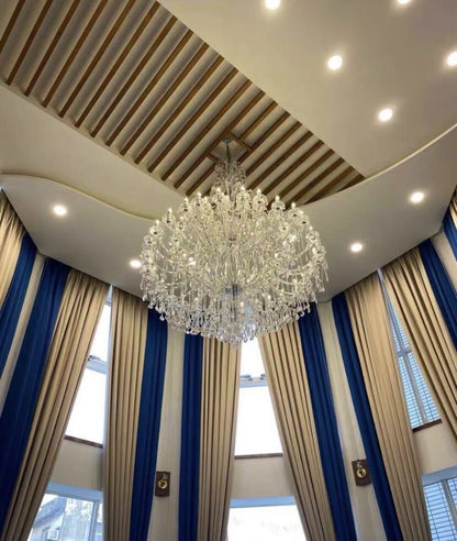 Oversized Luxury Traditional Gold/Chrome Candle Branch Crystal Chandelier for 2-story/Duplex Buildings - Richardrider
