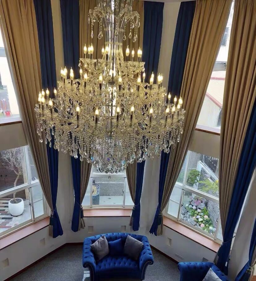 Oversized Luxury Traditional Gold/Chrome Candle Branch Crystal Chandelier for 2-story/Duplex Buildings - Richardrider