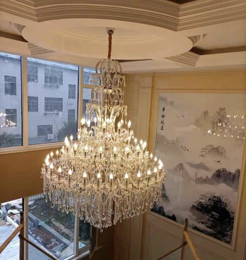 Oversized Luxury Traditional Gold/Chrome Candle Branch Crystal Chandelier for 2-story/Duplex Buildings - Richardrider