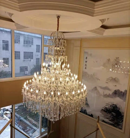 Oversized Luxury Traditional Gold/Chrome Candle Branch Crystal Chandelier for 2-story/Duplex Buildings - Richardrider