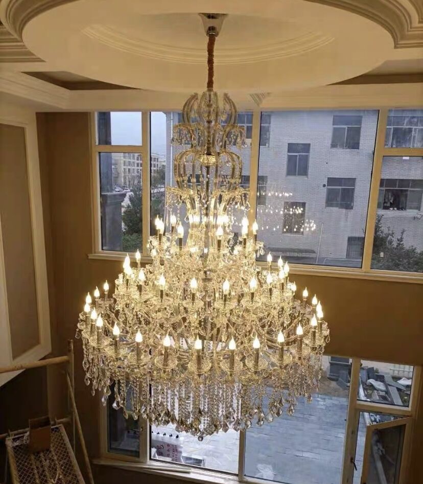 Oversized Luxury Traditional Gold/Chrome Candle Branch Crystal Chandelier for 2-story/Duplex Buildings - Richardrider