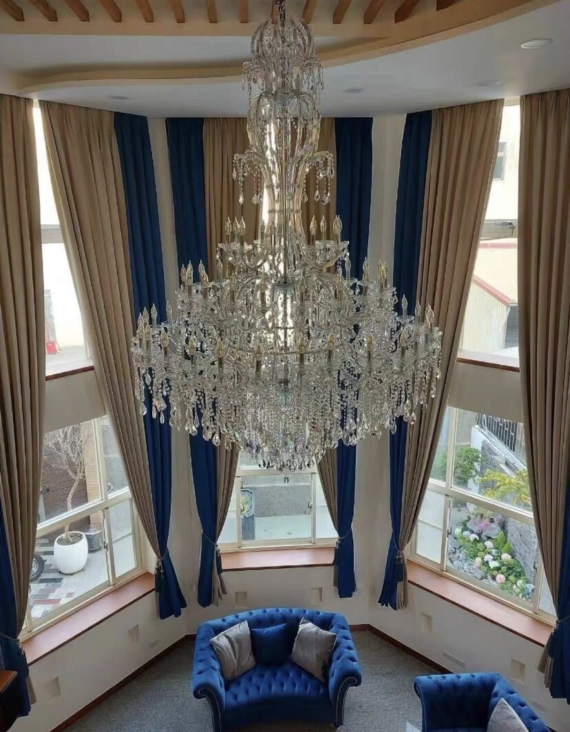 Oversized Luxury Traditional Gold/Chrome Candle Branch Crystal Chandelier for 2-story/Duplex Buildings - Richardrider