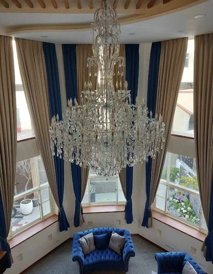 Oversized Luxury Traditional Gold/Chrome Candle Branch Crystal Chandelier for 2-story/Duplex Buildings - Richardrider