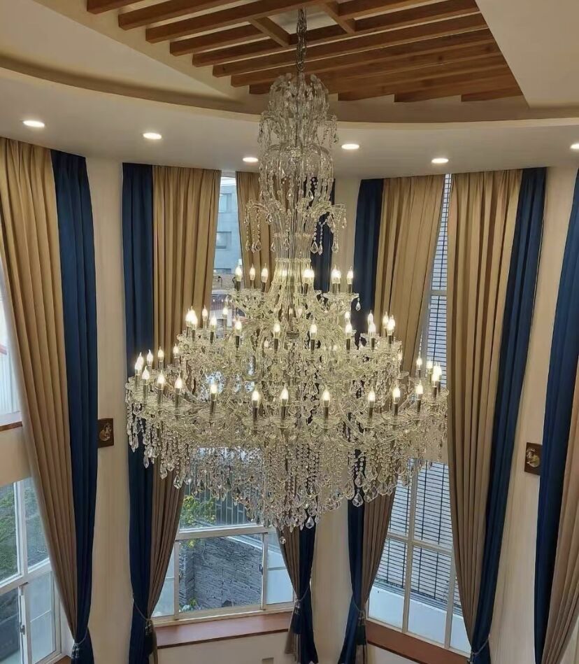 Oversized Luxury Traditional Gold/Chrome Candle Branch Crystal Chandelier for 2-story/Duplex Buildings - Richardrider
