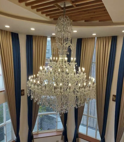 Oversized Luxury Traditional Gold/Chrome Candle Branch Crystal Chandelier for 2-story/Duplex Buildings - Richardrider