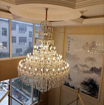 Oversized Luxury Traditional Gold/Chrome Candle Branch Crystal Chandelier for 2-story/Duplex Buildings - Richardrider