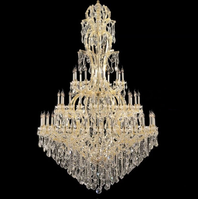 Oversized Luxury Traditional Gold/Chrome Candle Branch Crystal Chandelier for 2-story/Duplex Buildings - Richardrider