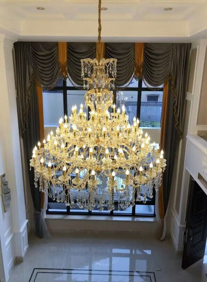 Oversized Luxury Traditional Gold/Chrome Candle Branch Crystal Chandelier for 2-story/Duplex Buildings - Richardrider