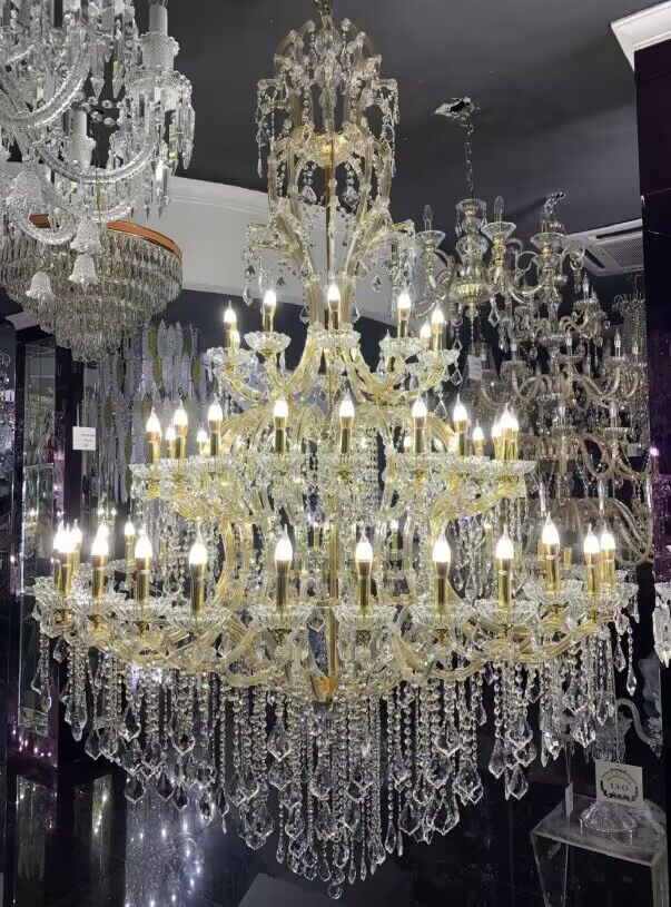 Oversized Luxury Traditional Gold/Chrome Candle Branch Crystal Chandelier for 2-story/Duplex Buildings - Richardrider
