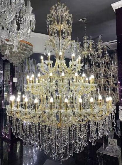 Oversized Luxury Traditional Gold/Chrome Candle Branch Crystal Chandelier for 2-story/Duplex Buildings - Richardrider