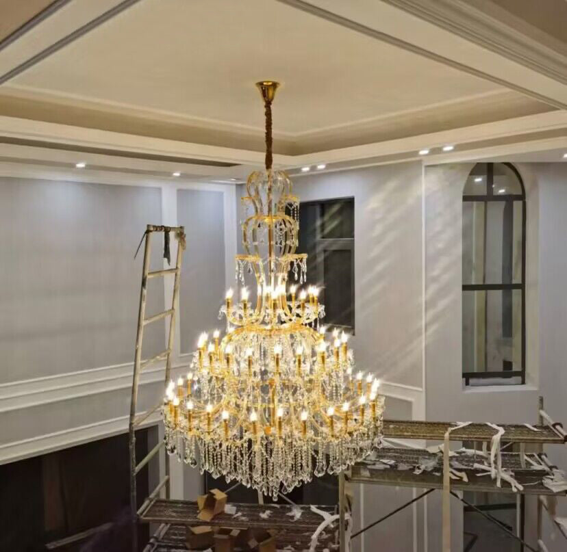 Oversized Luxury Traditional Gold/Chrome Candle Branch Crystal Chandelier for 2-story/Duplex Buildings - Richardrider