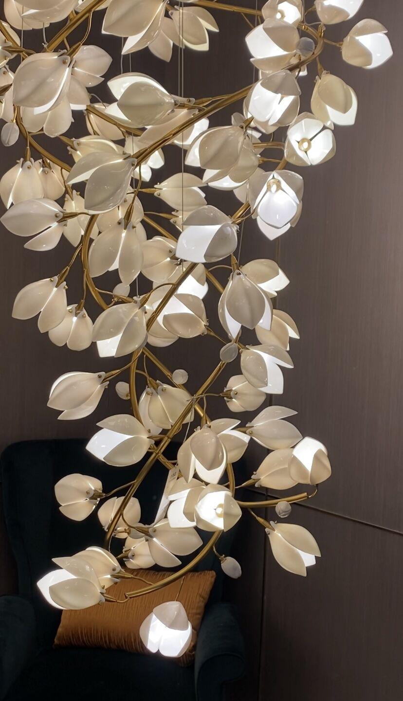 Ceramic Artistic Magnolia Spiral Pendant Ceiling Light Chandelier - Richardrider