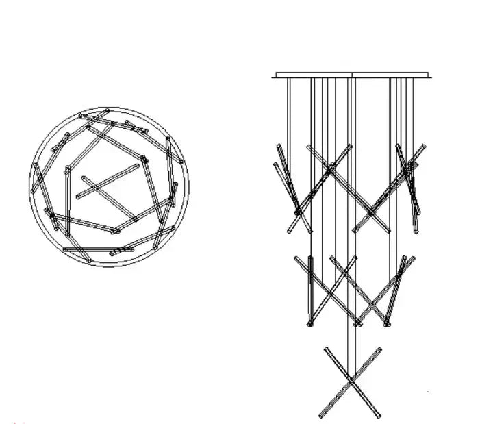 Modern Italian Creative Art Sticks Ceiling Chandelier for Living Room/Staircase/Hotel Lobby - Richardrider