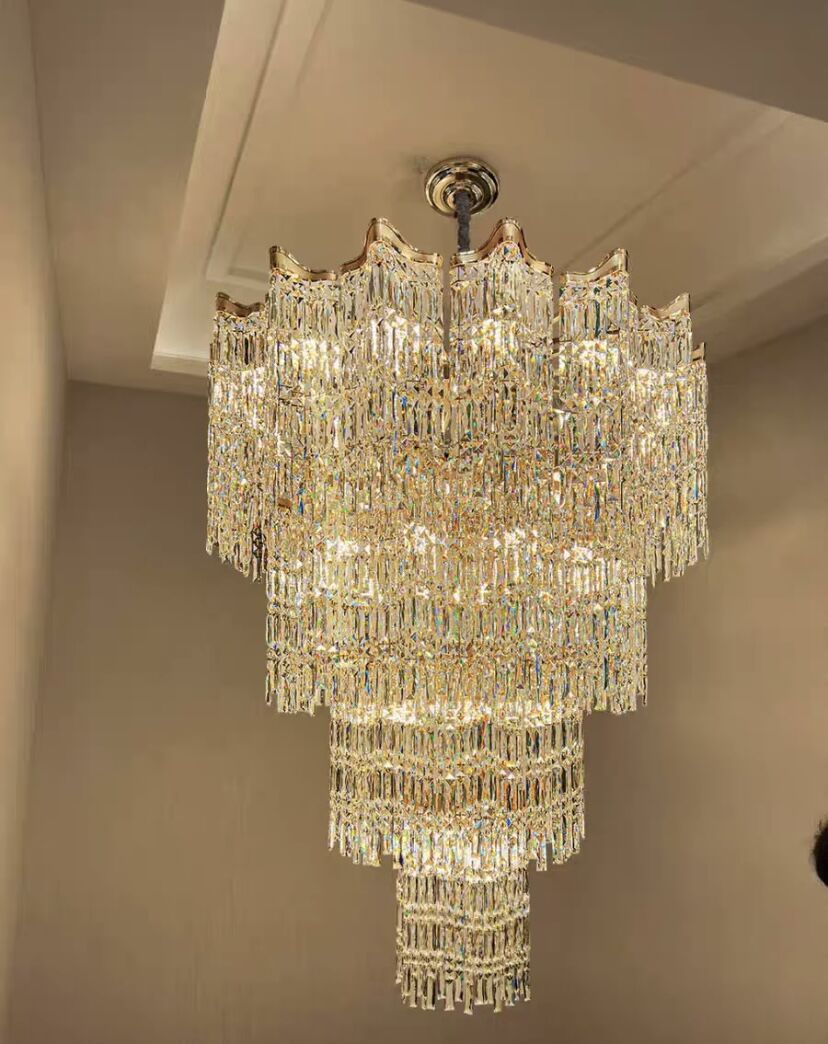 Extra Large Luxury Multi-tiered Crystal Chandelier in Gold Finish for Foyer/Staircase - Richardrider