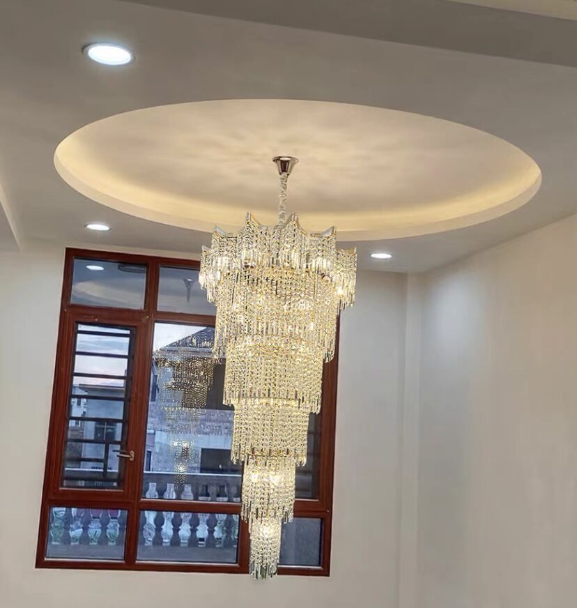 Extra Large Luxury Multi-tiered Crystal Chandelier in Gold Finish for Foyer/Staircase - Richardrider