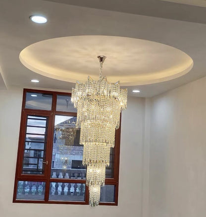 Extra Large Luxury Multi-tiered Crystal Chandelier in Gold Finish for Foyer/Staircase - Richardrider