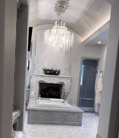 Light Luxury Silver Flower Branch Chandelier with Icicle Details for Bedroom Dining Room and Hallway - Richardrider