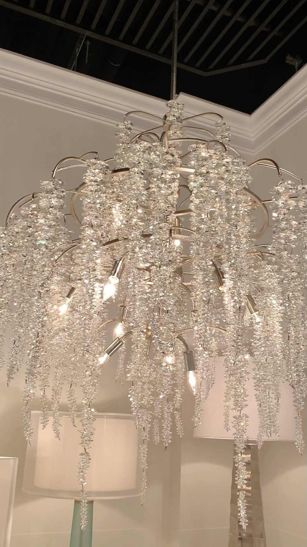 Light Luxury Silver Flower Branch Chandelier with Icicle Details for Bedroom Dining Room and Hallway - Richardrider