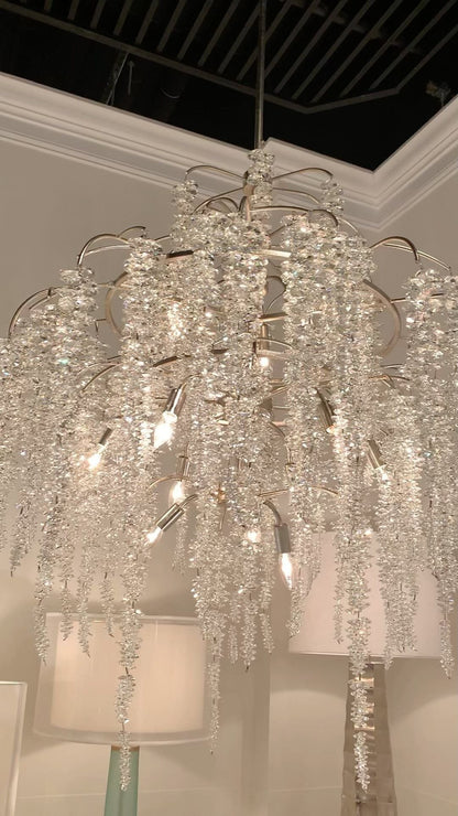Light Luxury Silver Flower Branch Chandelier with Icicle Details for Bedroom Dining Room and Hallway - Richardrider