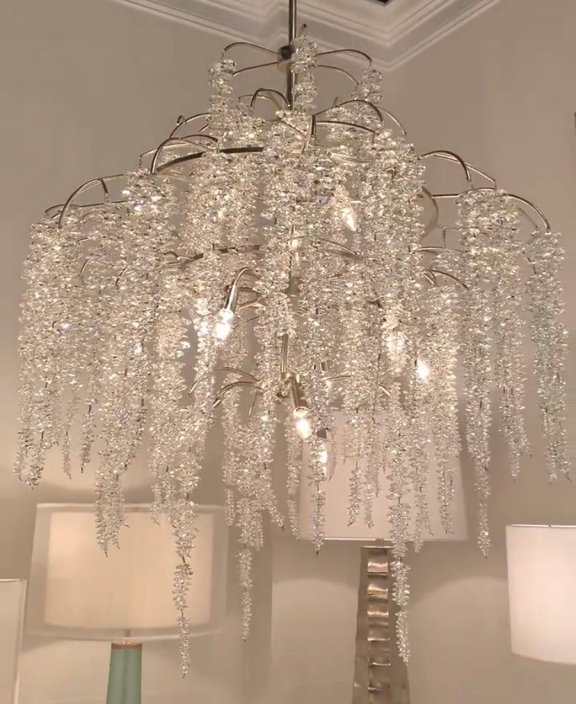 Light Luxury Silver Flower Branch Chandelier with Icicle Details for Bedroom Dining Room and Hallway - Richardrider