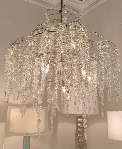 Light Luxury Silver Flower Branch Chandelier with Icicle Details for Bedroom Dining Room and Hallway - Richardrider